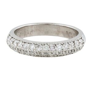 14k White Gold Double Diamond Band